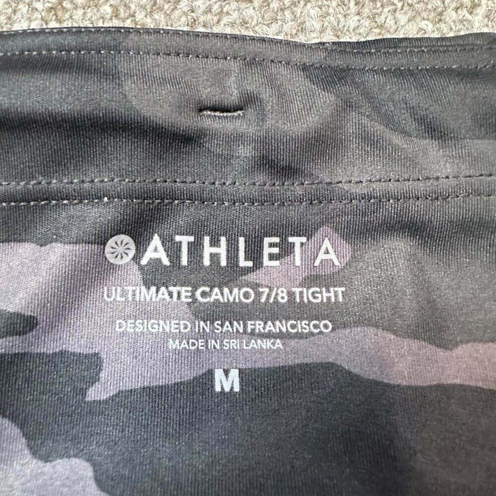 Athleta Ultimate Camo 7/8 Tight Leggings in Black Gray Size Medium - Picture 4 of 6
